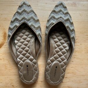Birdies Flats: The Swan in Champagne Beaded Chevron